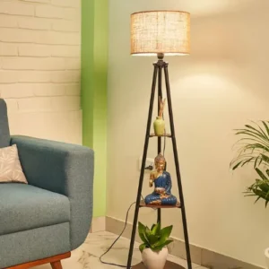 Metal Floor Lamp with 3 Shelves + LED Bulb