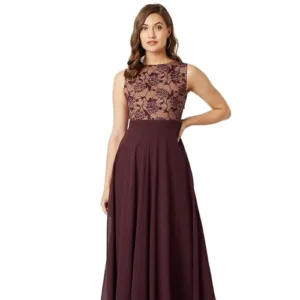 Brick Red & Dusty Green Regular Dress