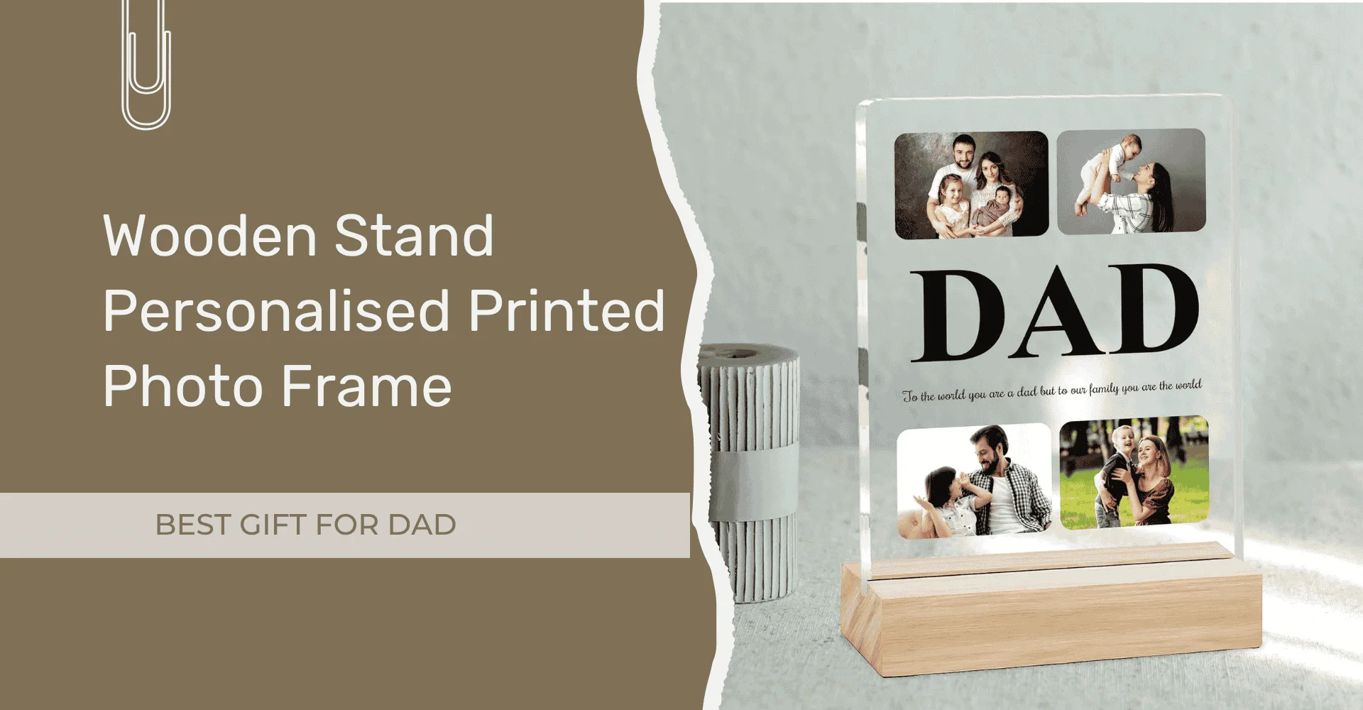 Giftplease Customized Best Dad Ever Photo And Text Frame With Wooden Stand Personalised Printed Photo Frame