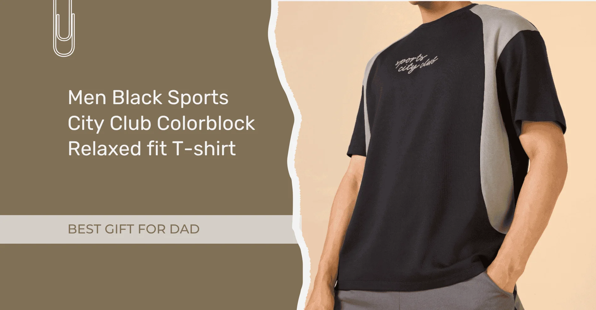 Men Black Sports City Club Colorblock Relaxed fit T-shirt