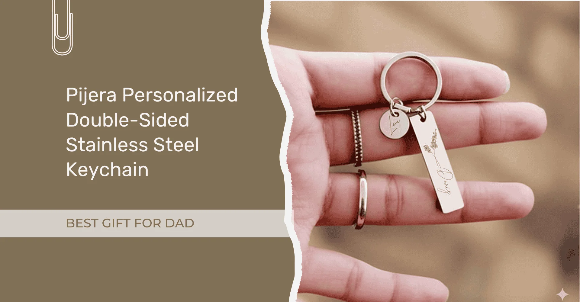 Pijer Personalized Double Stainless Steel Keychain