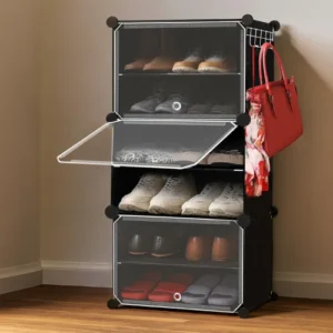 Shoe Rack for Home with Door – Black