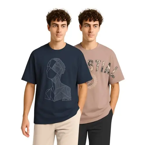 Men Half Sleeve Oversized Tshirt – Pack of 2