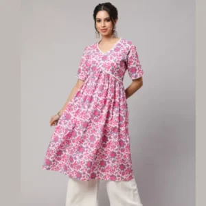Floral Printed Pure Cotton Empire Kurta