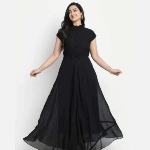 Vastani Enterprise Bow Detailed Georgette Maxi Dress