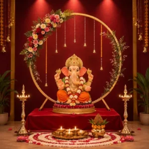 Circular Backdrop Stand Frame, Golden, 28 Inch x 25 Inch