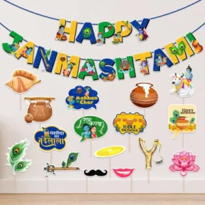 Zyozique 16 Pcs Janmashtami Photo Booth Props