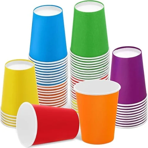 250 ml, 50 Count, Multicolor Disposable Color Paper Cups