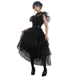 Polyester Girls Cool Black Dress Costume For Kids Girls
